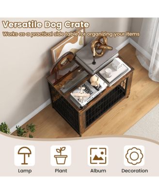 Industrial Dog Crate Furniture Heavy-duty Kennel Cage w/ 3 Chew-proof Walls Small