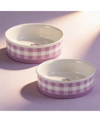 Ceramic Pet Bowls Set of 2 Non-Slip Dishwasher Safe for Cats Dogs
