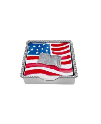 American Flag Beaded 5.75" Napkin Box Set