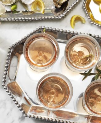 Pearled-Border Large Rectangular Octagonal Tray