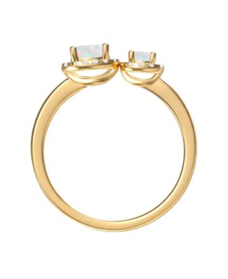 Lab Grown Opal (1/4 ct. t.w.) & Lab Grown White Sapphire (1/6 ct. t.w.) Ring in 14k Gold Over Sterling Silver (Also Available in Multi-Stones)