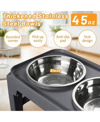 Adjustable Elevated Dog Bowl Stand with 2 Stainless Steel Bowls & Pet Scoop