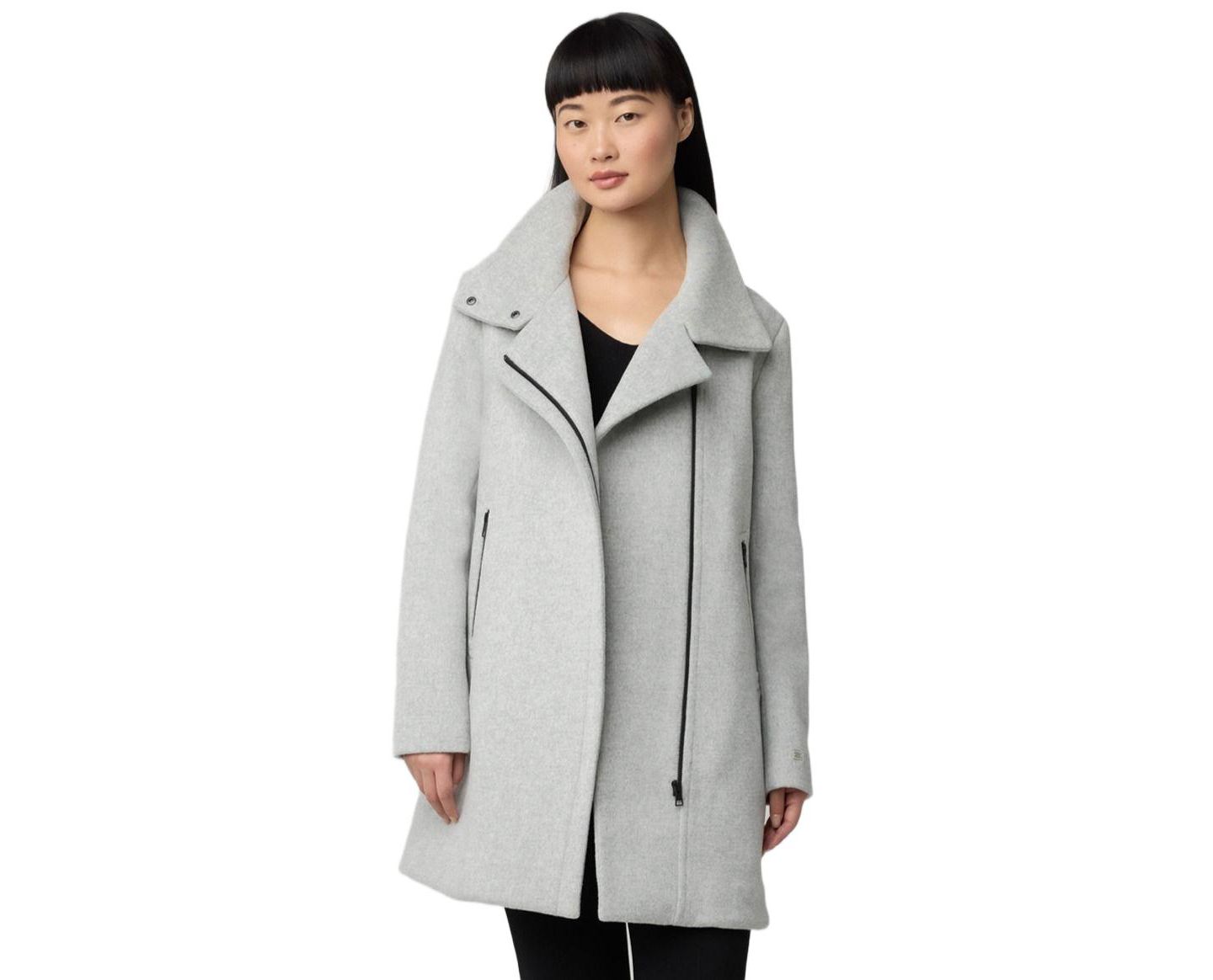 Женское пальто Soia & Kyo Abbi Straight-Fit Mixed Media Wool Coat With Removeable Bib, цвет: Серо-бежевый — фото 1