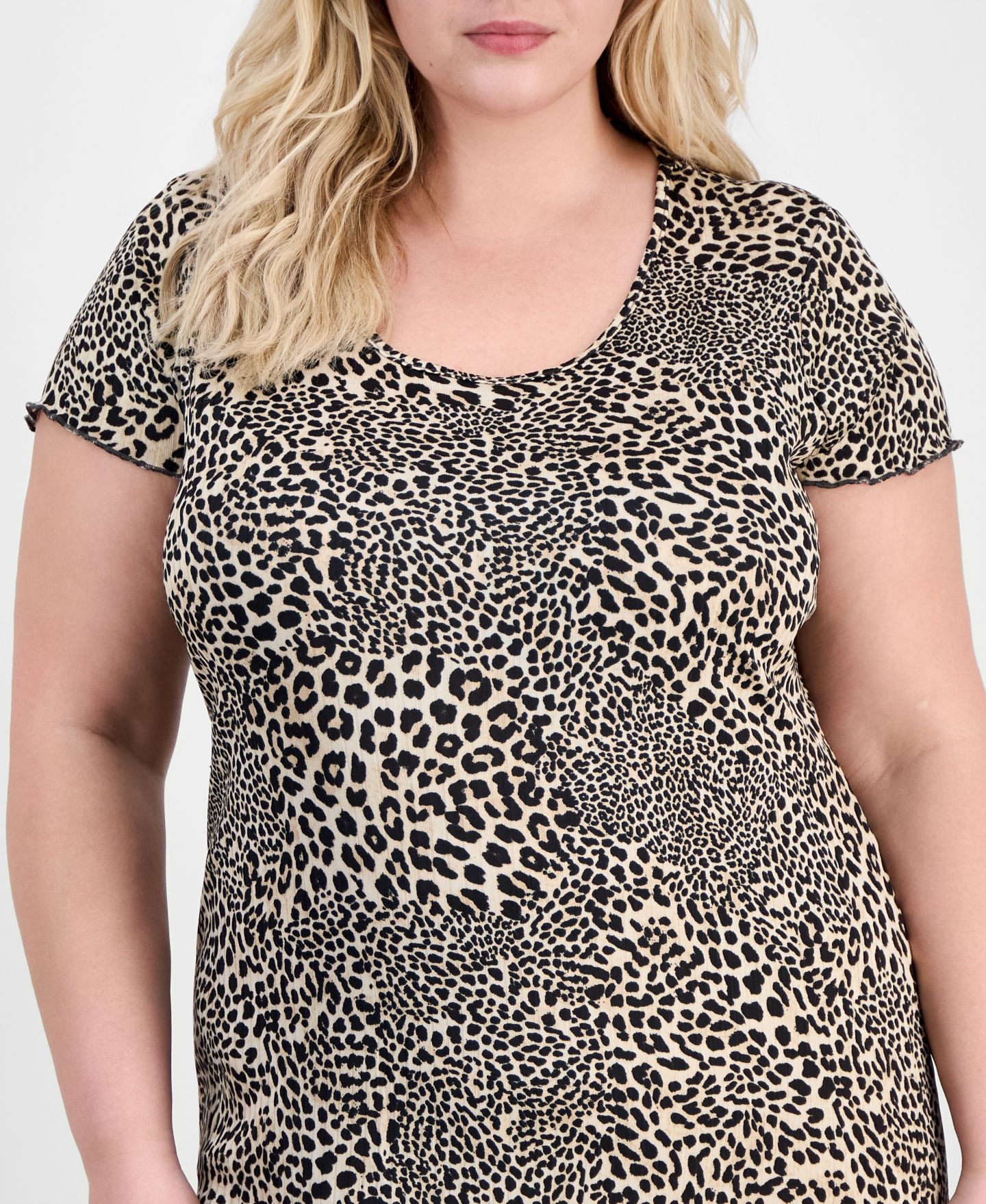 Женское платье FULL CIRCLE TRENDS Trendy Plus Size Printed Short-Sleeve Midi, цвет: Леопардовый — фото 4