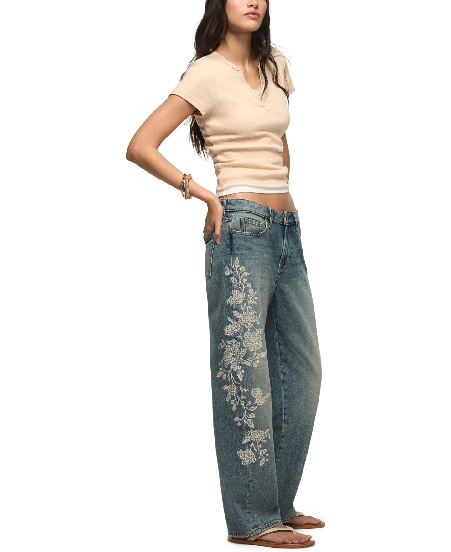 Женские джинсы Lucky Brand Relaxed-Fit Low-Rise Baggy, цвет: Варёный — фото 2