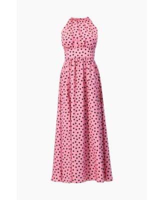 Women's Long Open-Leg Polka Dot Halter Neck Dress