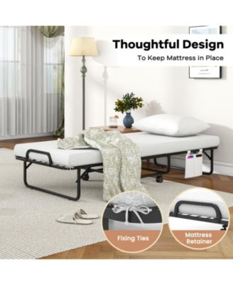 Cot Size Folding Bed with Memory Foam Mattress and Pillow