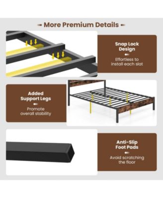 Bed Frame with High Headboard and Noise Reducing Slats