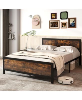 Metal Bed Frame with Headboard and Footboard