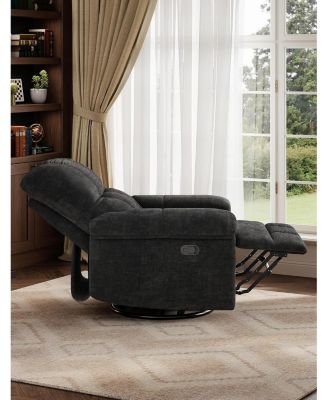 Oversized Swivel Rocker Recliner - Chenille Upholstered, 350lb Capacity, Infinite Recline for Living Room
