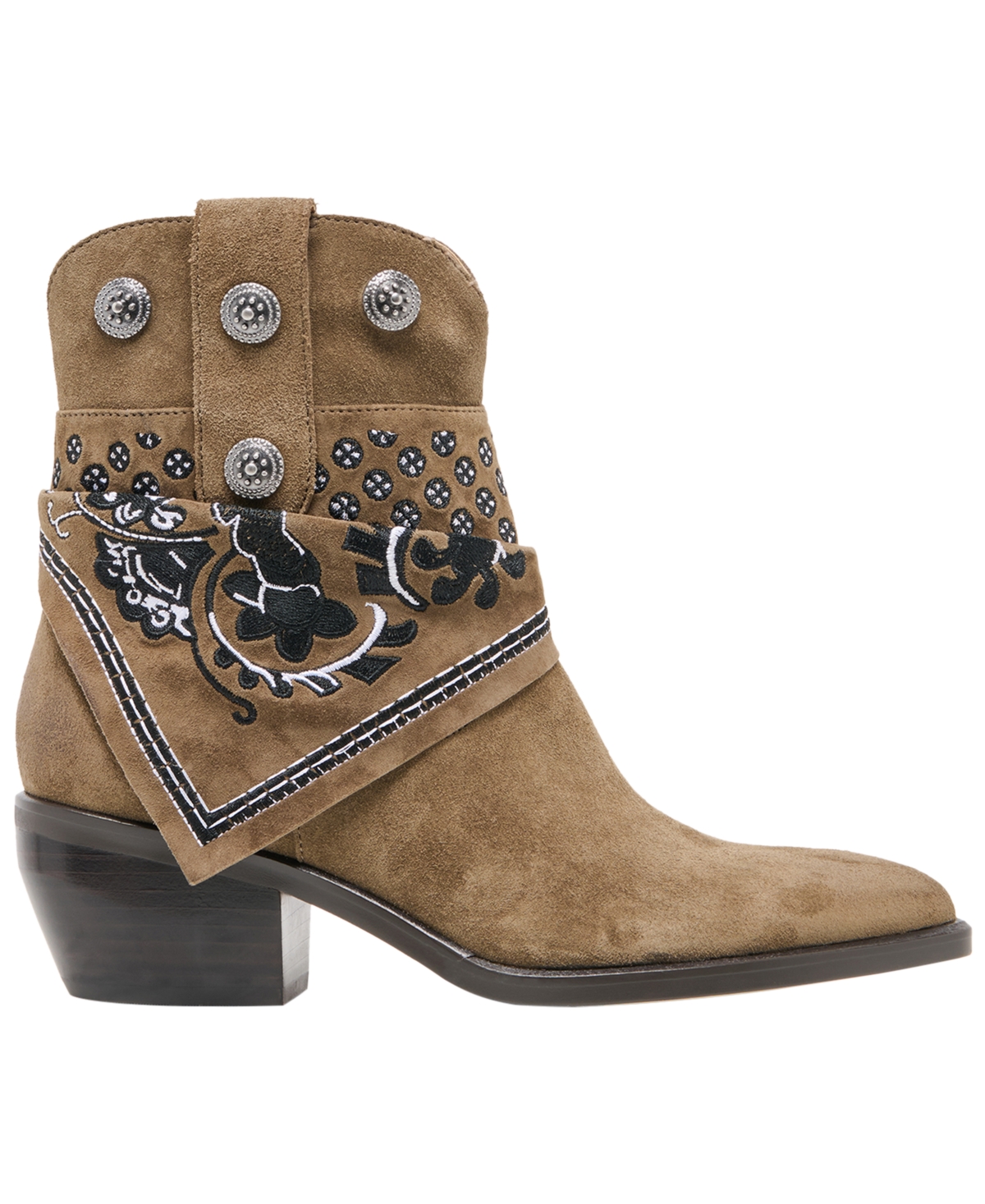 Dolce Vita Women's Mekala Scarf Cuff Embroidered Western Booties