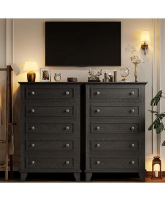 5 Drawer Dresser 48-Inch-Tall Wood Chest with Deep Drawers