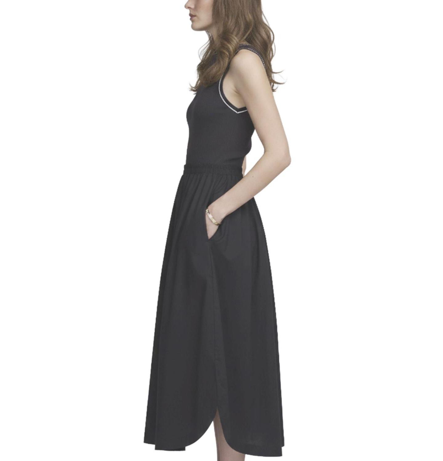 Женское платье ELLE Collection Mix Media Tank Dress, цвет: Чёрная слоновая кость — фото 3