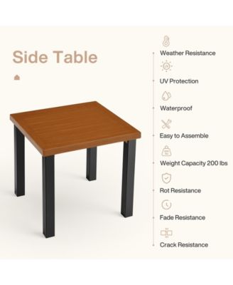 Square Outdoor Side Table, HDPE Patio End Table with Aluminum Frame, Weather-Resistant Small Table for Patio, Porch, Balcony