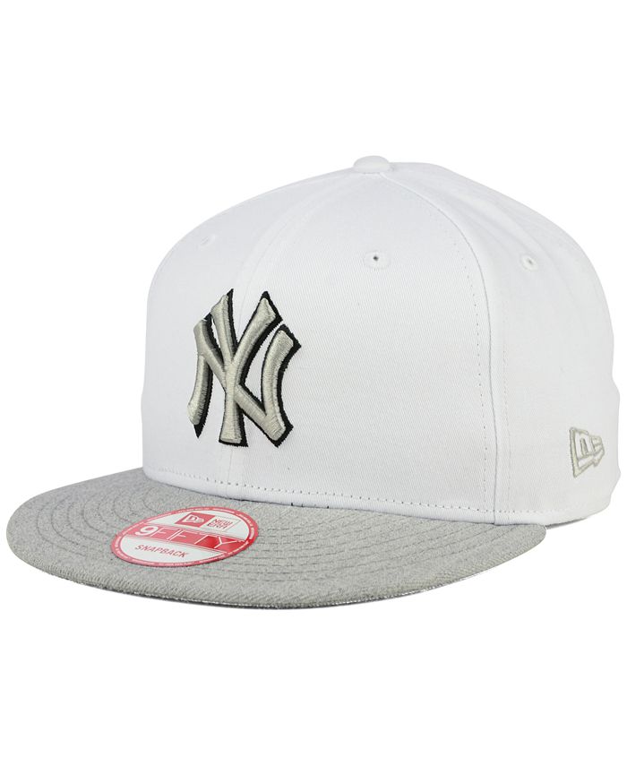New Era New York Yankees White Heather Gray Black 9FIFTY Snapback Cap ...