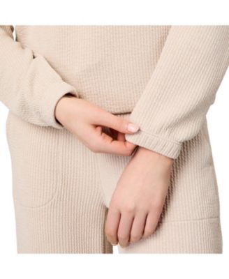 Women's Ripple Knit Long Sleeve Pullover Top