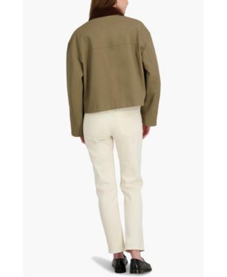 Women's Cotton Barn Jacket with Textured Collar