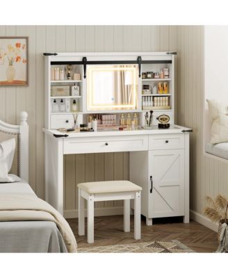 Vanity Desk Set, Makeup Vanity Table with Mirror and Lights