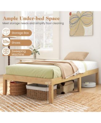 14 in Twin Wood Platform Bed Frame with Wooden Slats