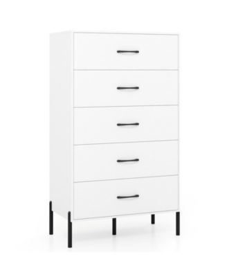 Five Drawer Tall Chest of Drawers with Metal Legs