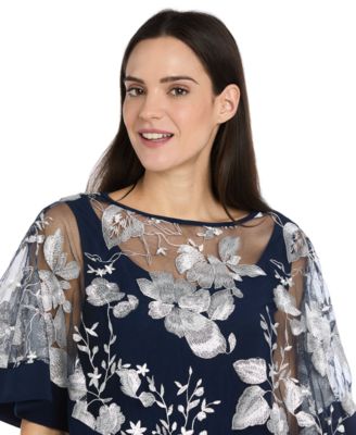 Women's Floral Crewneck Poncho and Pants, 2-Piece Set