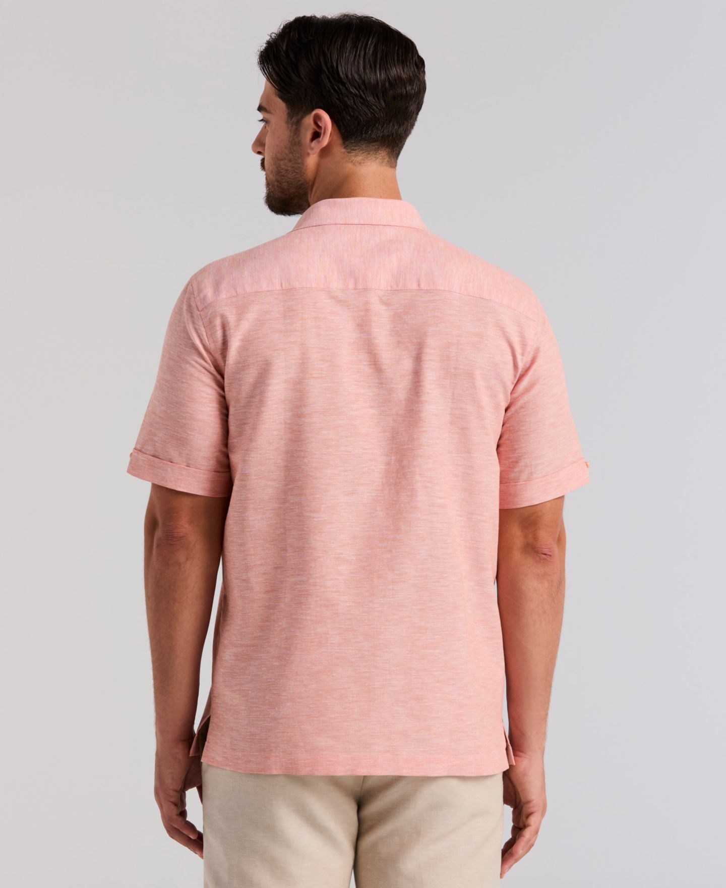 Мужская рубашка Cubavera Embroidered Linen Blend, цвет: Льняной — фото 4