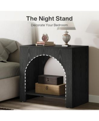 Side Table Set of 2, with Wooden Base, for living room bedroom