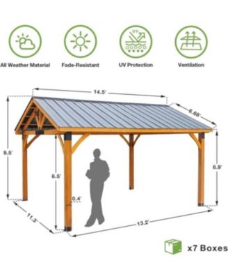 14' x 12' Hard-Top Gazebo, Wooden Gazebo on Clearance, Outdoor Pergola
