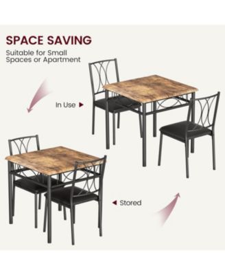 3-Piece Wood Dining Table Set for 2, Upholstered Chairs, Compact Square Table for Breakfast Nook, Apartment