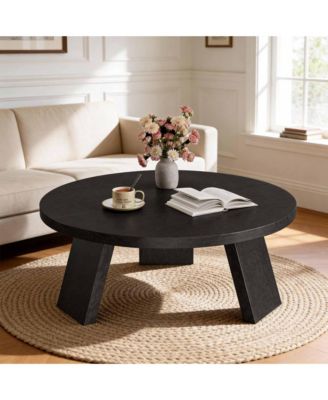 Round Wood Coffee Tables for Living Room,Circle Coffee Table,for Apartment, Easy Assembly
