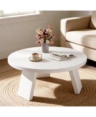 Round Wood Coffee Tables for Living Room,Circle Coffee Table,for Apartment, Easy Assembly