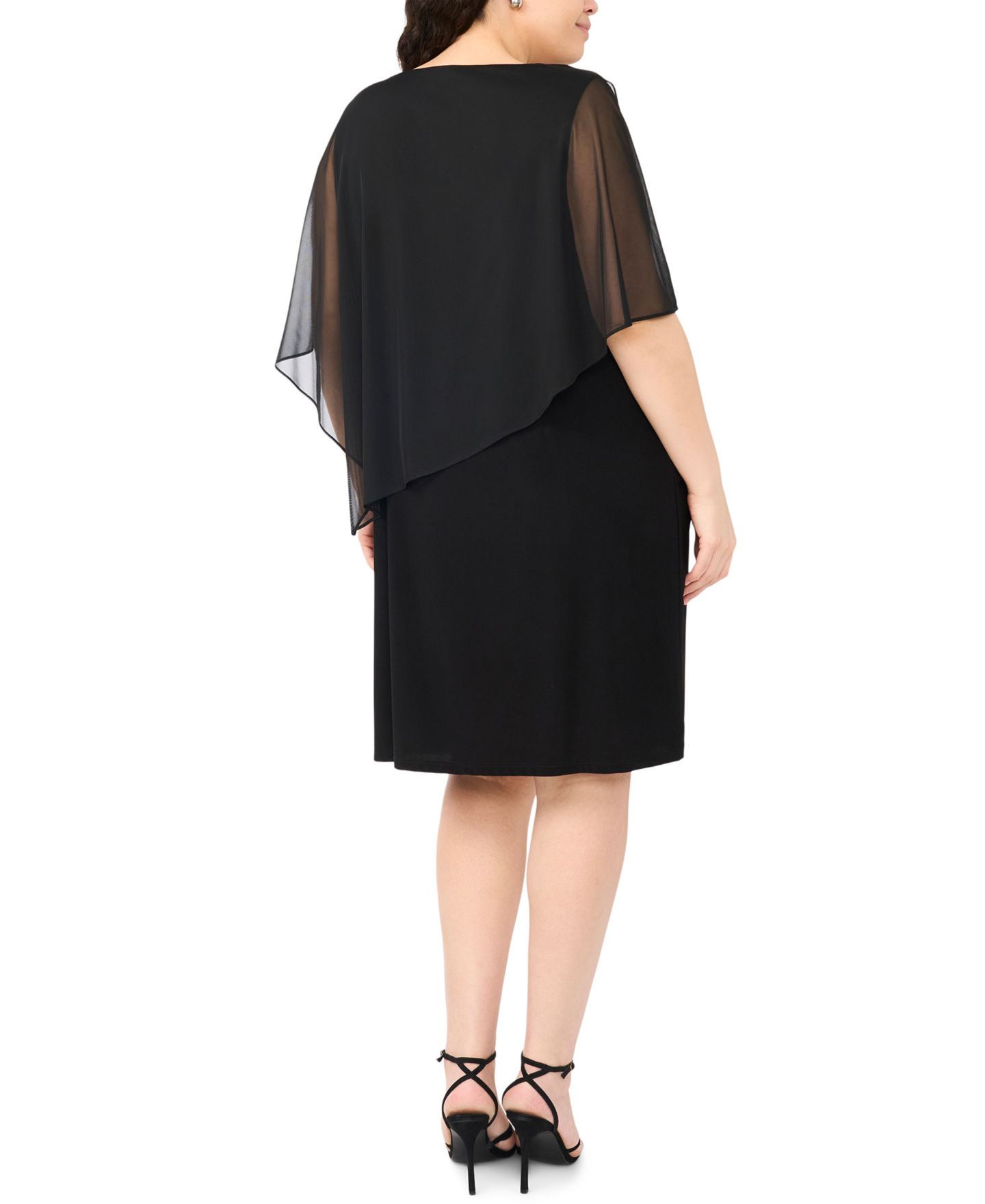 Женское платье MSK Plus Size Asymmetrical Cape Overlay, цвет: Чёрный — фото 4