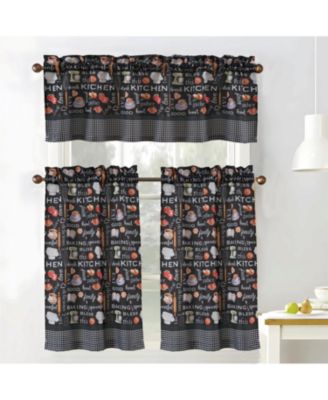 Polyester Cucina Bless 3 Piece Kitchen Curtains Valance and Tiers Set 52" x 18" Muticolor