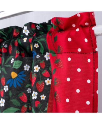 Polyester Cucina Strawberry Fields Kitchen Curtains Valance and Tiers Set 52" x 18" Muticolor