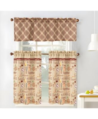 Polyester Cucina Family Slub 3 Piece Kitchen Curtains Valance and Tiers Set 52" x 18" Muticolor