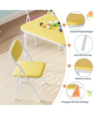 Folding Square Table and 4 Chairs Set, Lightweight Indoor Outdoor Dining Set, Collapsible Compact Table, Portable Chairs