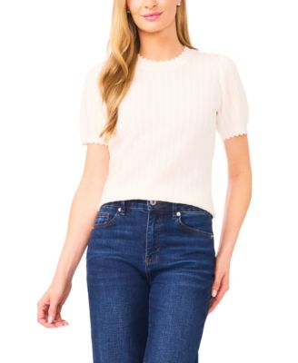 Women's Crew Neck Pointelle Sweater