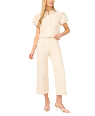 Women's Mid-Rise Eyelet Cotton Cropped Jeans