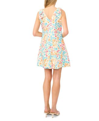 Women's V-Neck Printed Cotton Mini Dress