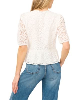 Women's Crewneck Lace Peplum Top