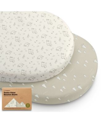 Bassinet Sheet for Baby Girls, Boys, 2-Pack Soothe Bassinet Fitted Sheets, Bedside Bassinet Mattress Sheet