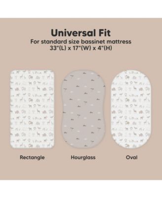 Bassinet Sheet for Baby Girls, Boys, 2-Pack Soothe Bassinet Fitted Sheets, Bedside Bassinet Mattress Sheet