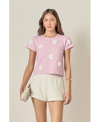 Women's 3D Flower Knit Top