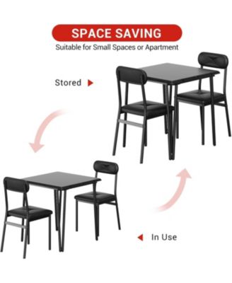 2-Person Space-Saving Small Square Wood Dining Table Set, Upholstered Seats, Compact for Apartments, Breakfast Nook