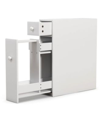 Bathroom Floor Cabinet Toilet Narrow Storage Organizer with Flip Top