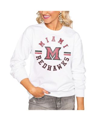 Women's White Miami University RedHawks Oversized Vintage Days Perfect Crew Sweatshirt