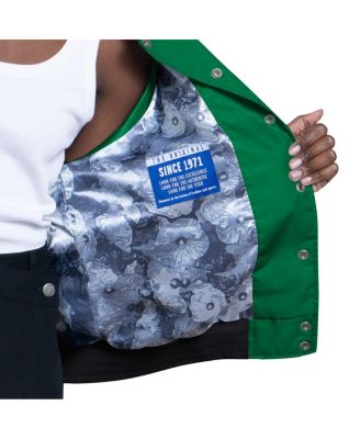 Women's Kelly Green/White Philadelphia Eagles Raglan Blitz Full-Snap Varsity Jacket