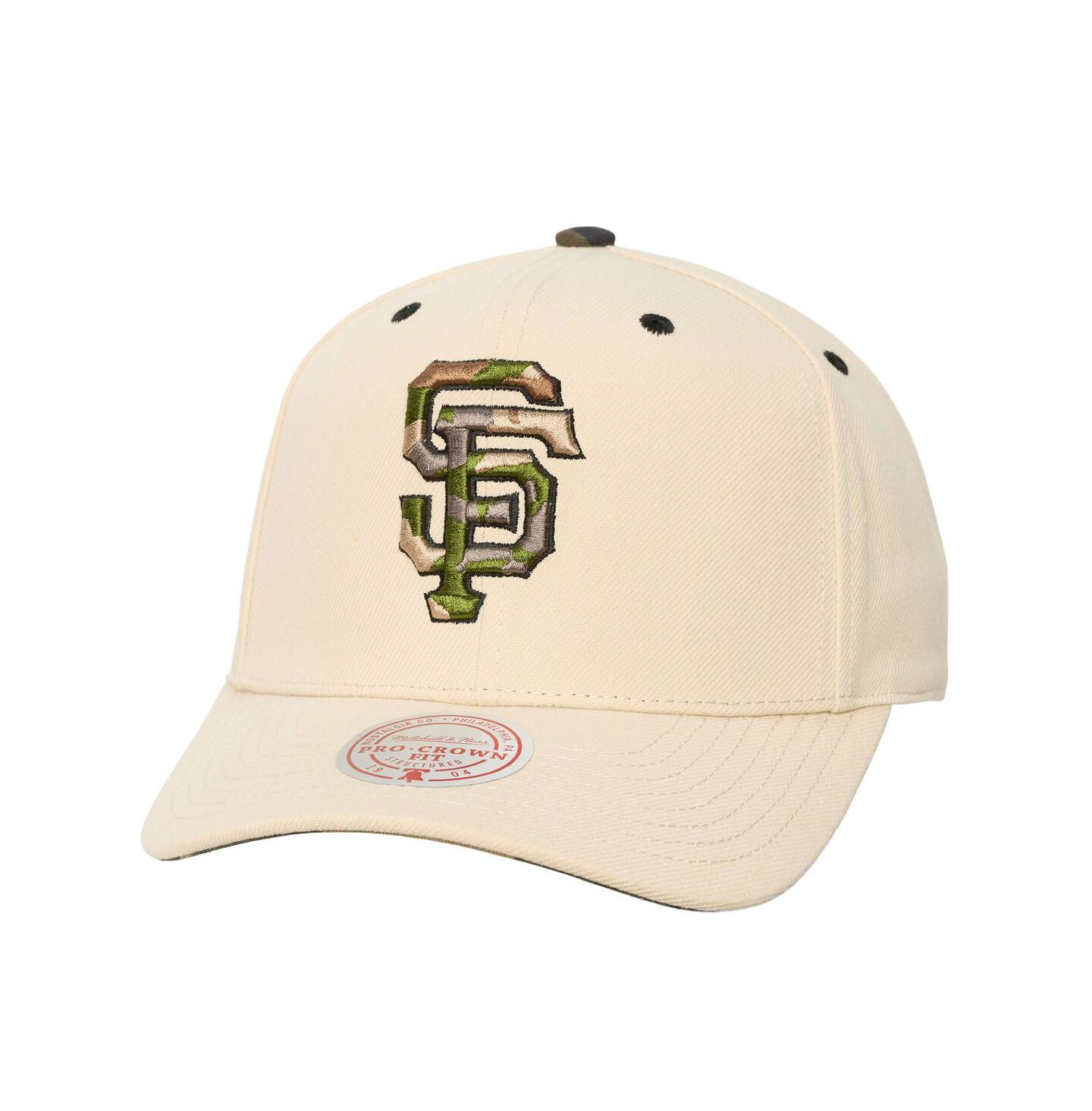 Кепка Mitchell & Ness Cream San Francisco Giants Camo Logo Pro Crown Snapback Hat — фото 1