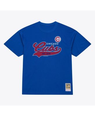 Men's Royal Chicago Cubs Script Sweep Arch T-Shirt