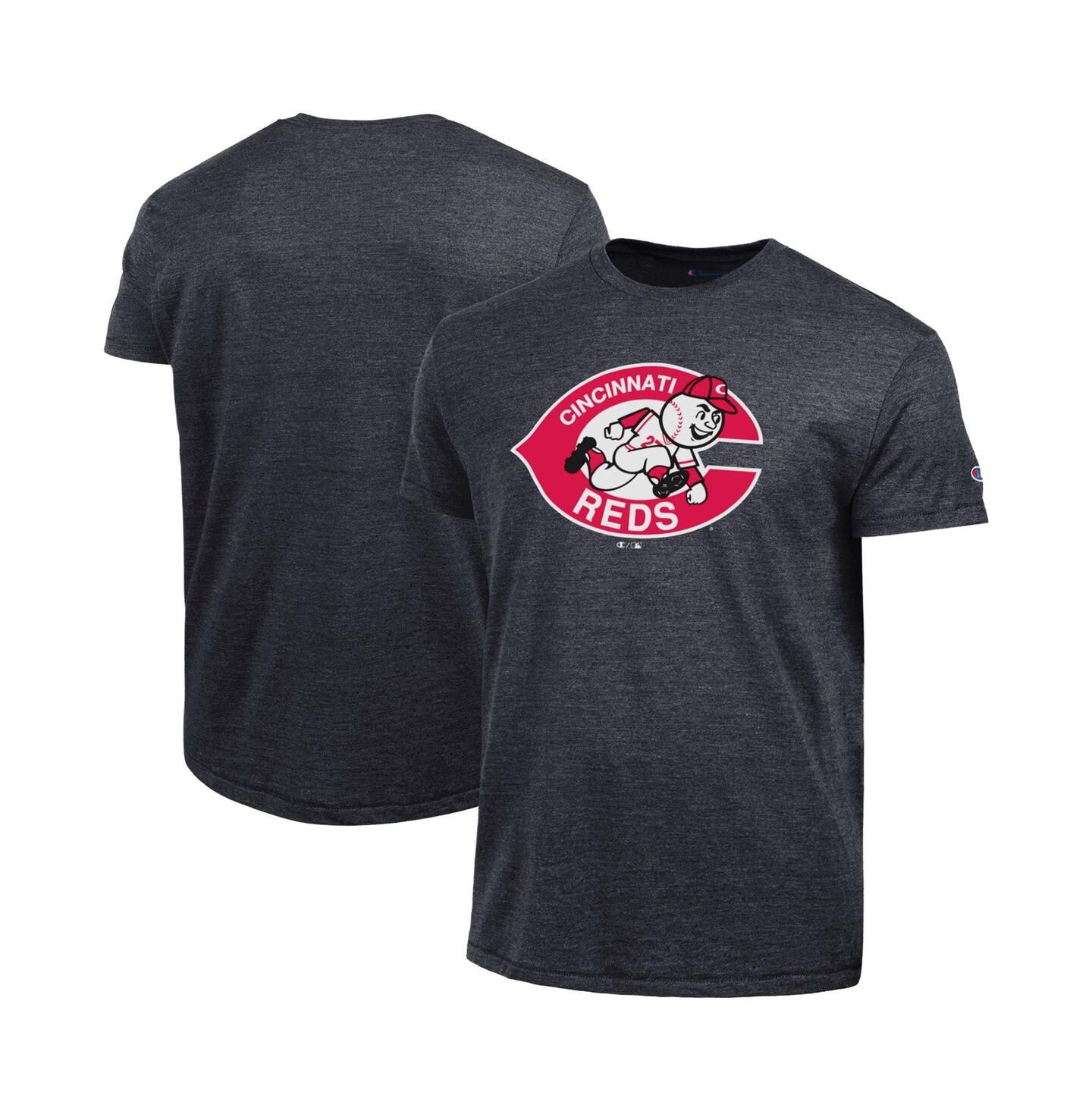 Мужская футболка Champion Black Cincinnati Reds Cooperstown Logo Tri-Blend — фото 1
